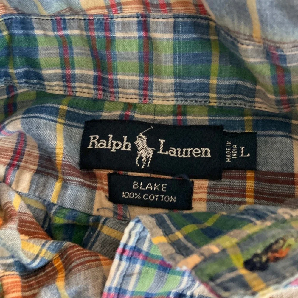 Polo Ralph Lauren Button Down Mens Large Multicolor Plaid Short Sleeve Cotton